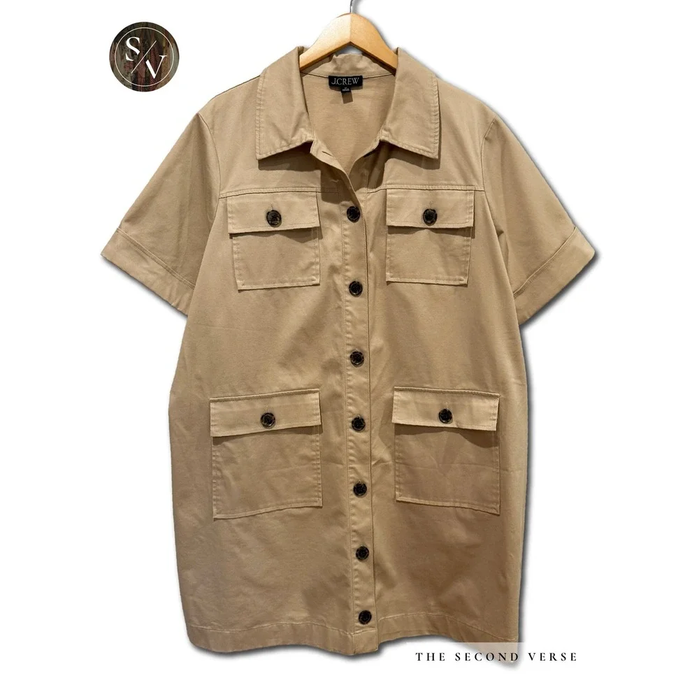 J. Crew Gamine Utility Shirtdress Stretch Twill BY836 Size 20 - Picture 2 of 11